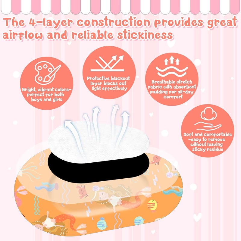 Jollidecor 135Pcs Eye Patches for Kids 15 Styles Adhesive Patches Bulk, Soft Breathable Amblyopia Lazy Eye Patches, Colorful Cute Cotton Adhesive Bandages 2.95x1.96 in Disposable Patches for Girls Toddler Adults - Image 3